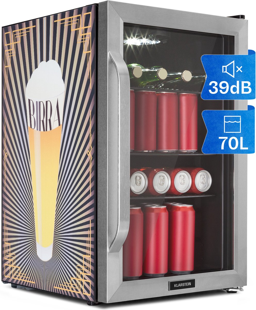 Beersafe 70 Birra Edition koelkast 70 liter 3 roosters glazen panoramadeur rvs (4060656511448)