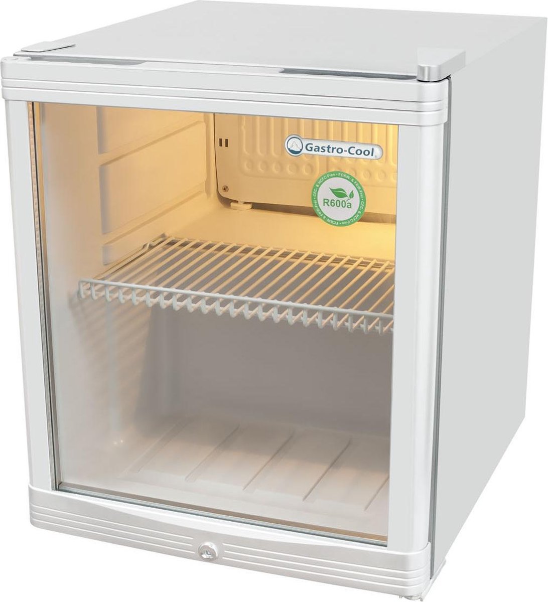 Gastro-Cool KW50 - Mini koelkast met glazen deur 46 Liter - Zilver/Zilver/Wit 203400 (4260142030051)