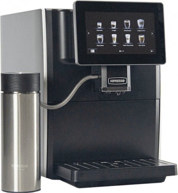 Hipresso DP2002 - volautomatische espressomachine Zwart/RVS - inclusief Hipresso DP2020 -Melkkan - Geborsteld RVS - melk beker (6011657385390)