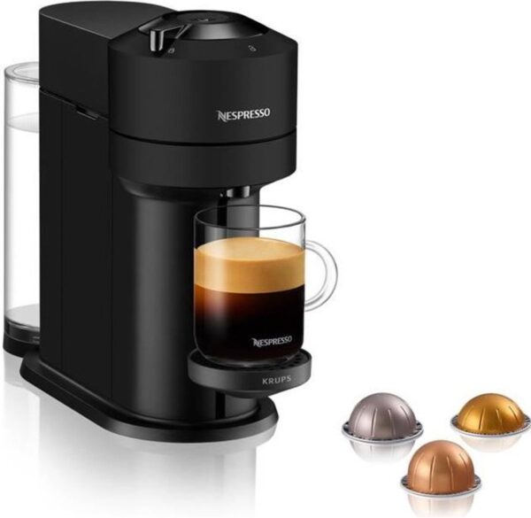 Krups Nespresso YY4606FD Virtue Next Coffee Machine + Discovery Box 12 capsules, 5 kopjes, espresso, verbonden, zwart (3700342446111)