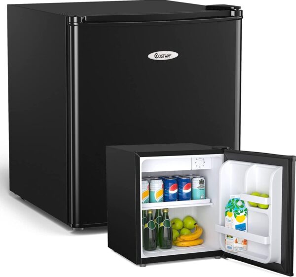 Mini-koelkast, flessenkoelkast, 48 liter, met vriesvak, verwisselbare deuraanslag, 7 temperatuurstanden instelbaar, hoogte 49 cm, zwart (8785286910596)