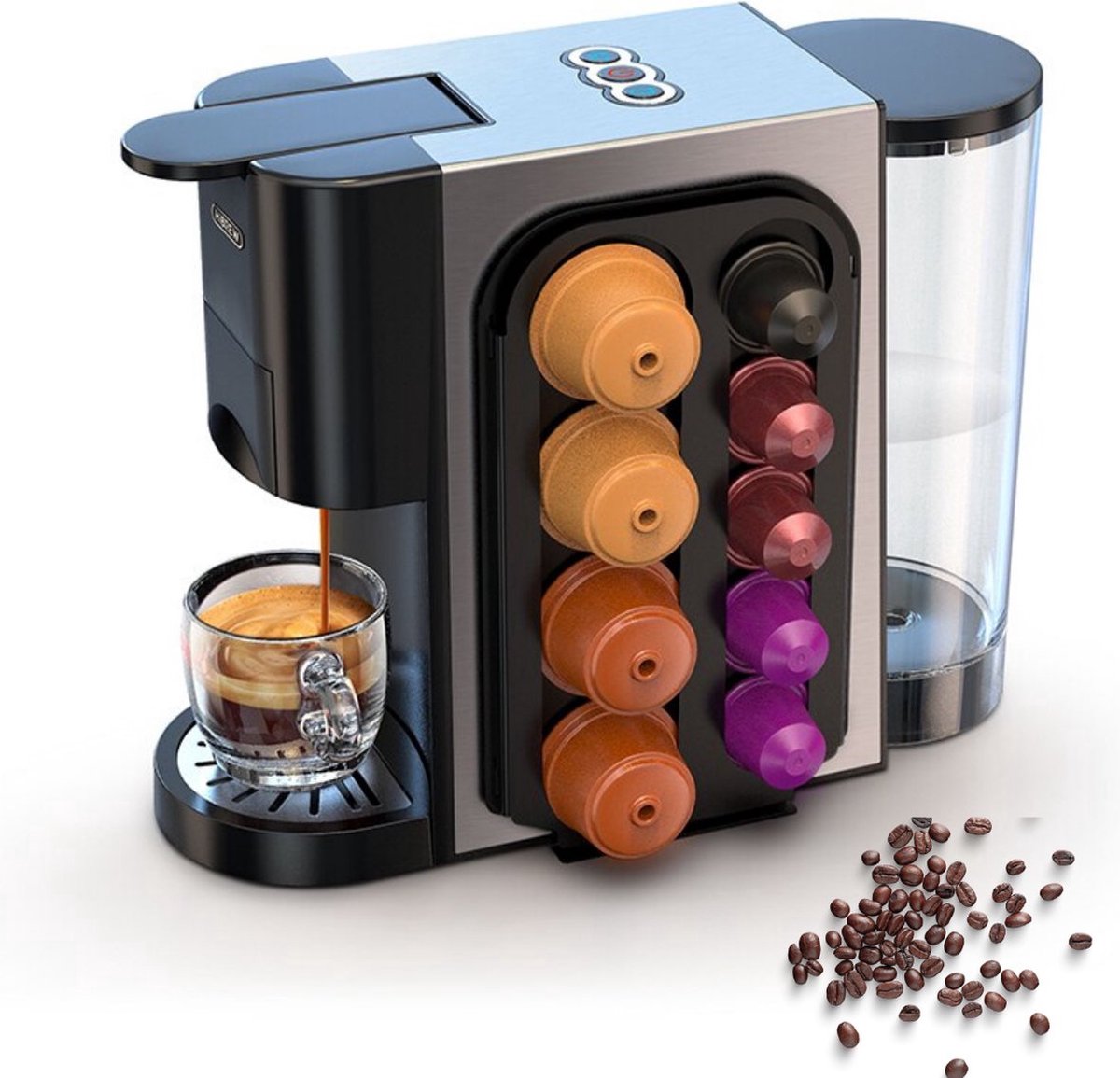 Dripio 4 in 1 Koffiemachine - Koffiezetapparaat - Koffie Automaat - Automatisch - Nespresso - Dolce Gusto - Koffiepoeder - Koffiepads - Met Capsulerek (8721041502224)