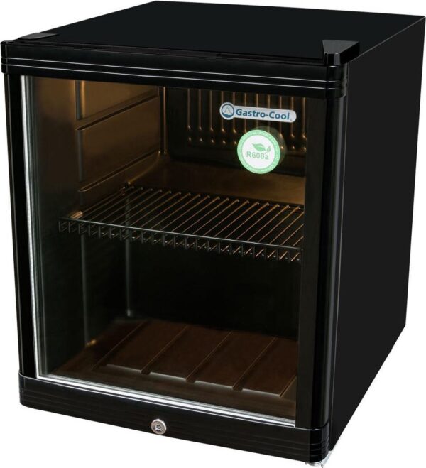 Gastro-Cool KW50 - Mini koelkast met glazen deur 46 Liter - Zwart/Zwart/Zwart 203100 (4260142030280)