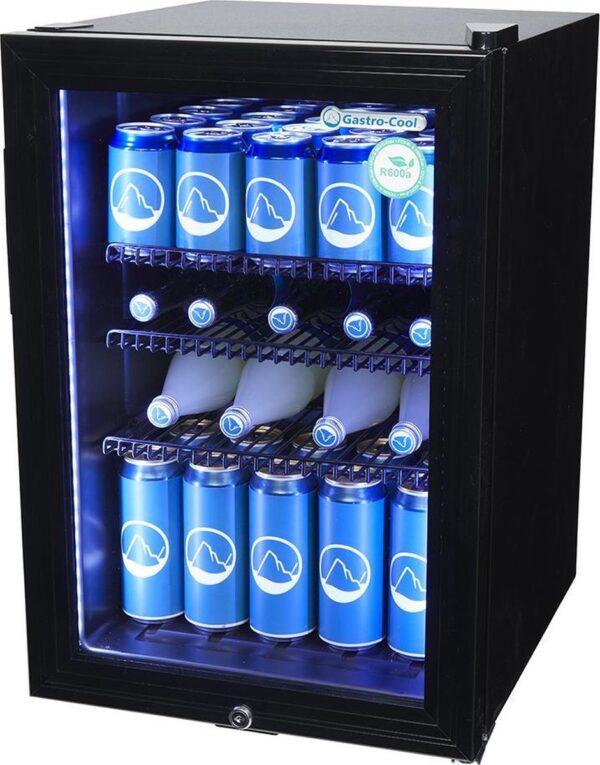 Gastro-Cool KW65 - Mini koelkast met glazen deur 62 Liter - Zwart/Zwart/Zwart 204101 (4260142031904)