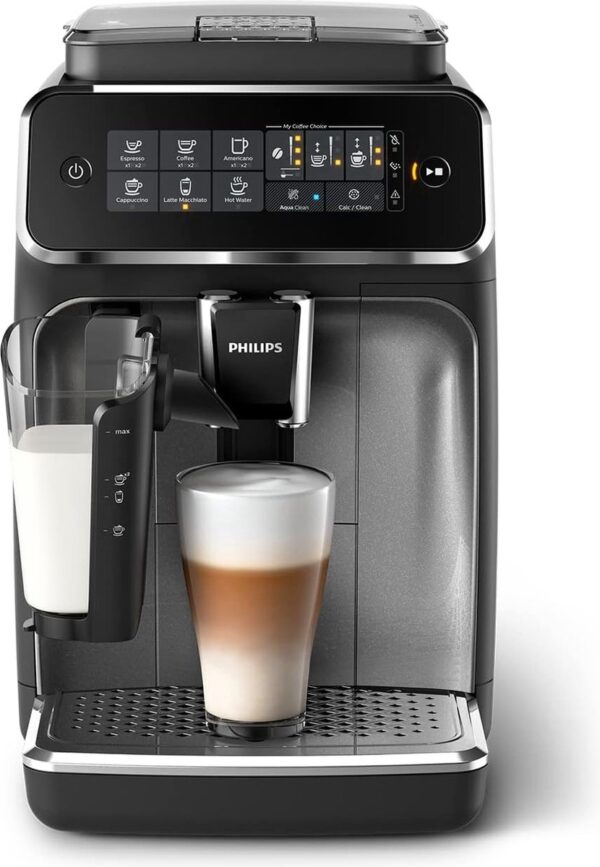 Philips - Volautomatische Espressomachine - 5 Dranken - met Melkopschuimer, Zwart Zilver (8710103990185)