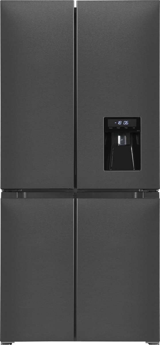 Exquisit | MD430-100-WS-200E | Amerikaanse koelkast | 4-deurs | Zwart | Nofrost (4016572411355)