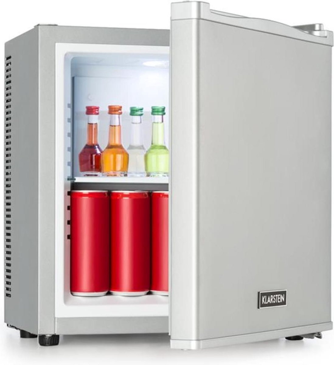 Klarstein Secret Cool Mini-koelkast - Minibar - Energielabel G - 13 Liter - 45 cm hoog - 2 Etages - 22 dB - Koelbereik: 5 - 8°C - Vrijstaand - Drankkoelkast - Zilver (4060656155147)