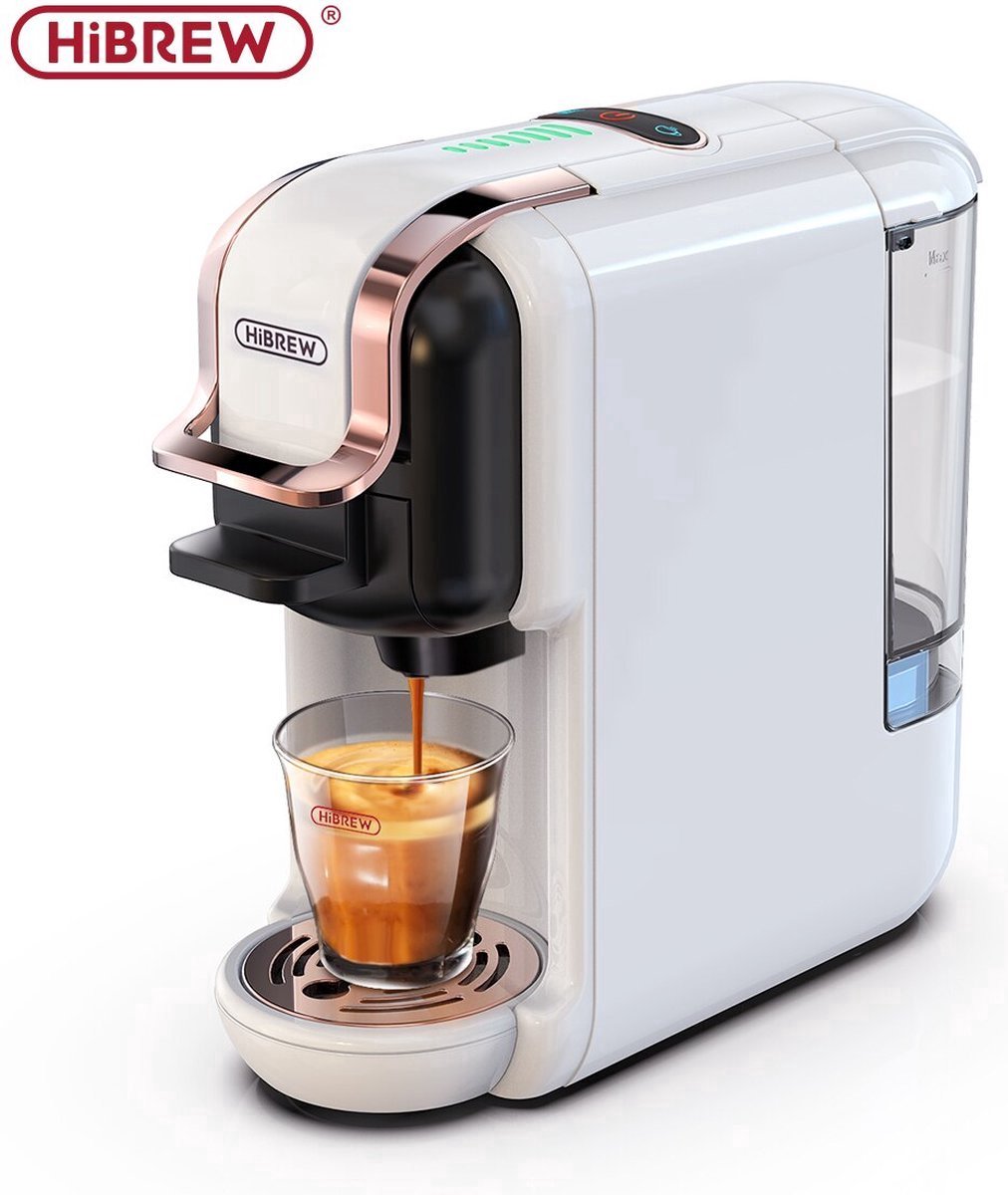 Multifunctioneel HiBrew 5-in-1 Koffiezetapparaat - Dolce Gusto, Nespresso, Espresso Pads, Gemalen Koffie, en Kcups - (Kleur : Wit) (8720892384300)